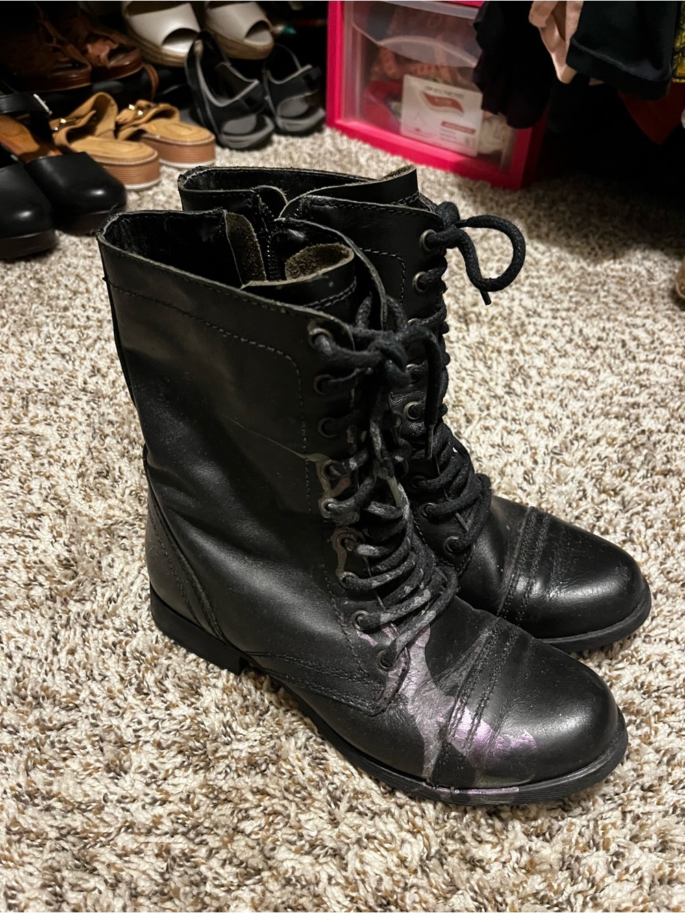Black Lace-Up Women's Combat Boots